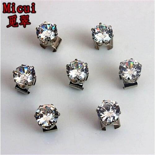 Micui 30PCS Round 8mm Clear Zircon Crystal Claw Rhinestone Bridal Applique Stones Strass Crystal For Dress ZZ11B
