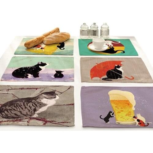 Cartoon cat pattern placemats for table kitchen accessories table decoration accessories table runner tablecloth Dining tables
