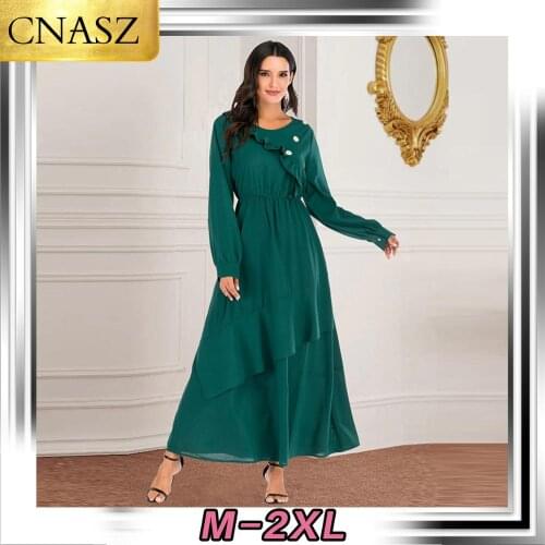 Muslim Middle East Irregular Stitching Solid Color Large Dress Islamic Arabian Dress Dubai Turkey Elegant Fashion Dresses Oman