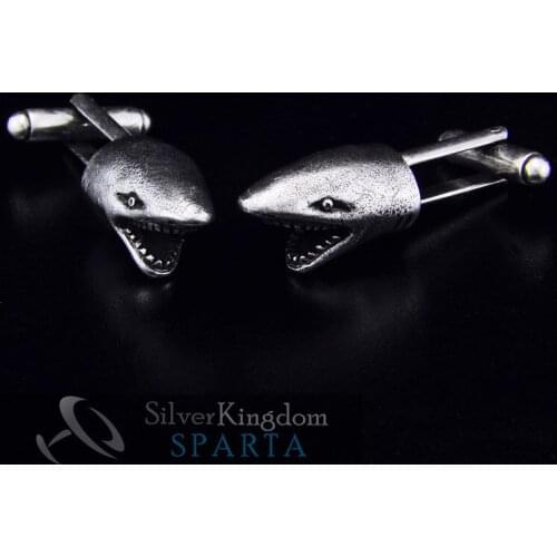 SPARTA Shark hand Cufflinks Silver plated High quality metal mens free shipping
