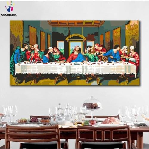 DIY colorings pictures by numbers with colors The Last Supper Da Vinci picture drawing painting by numbers framed Home