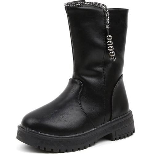 2021 New Childrens Boots Girls Shoes Boots Shoes Autumn Winter Sequins Increased Wear-resisting Female Cross-border Supply