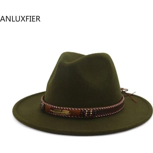 H7559 Autumn Winter Woolen Fedoras Hat Men Women Lovers Ethnic Minority Vintage All-match Church Cap Female Male Fashion Hats