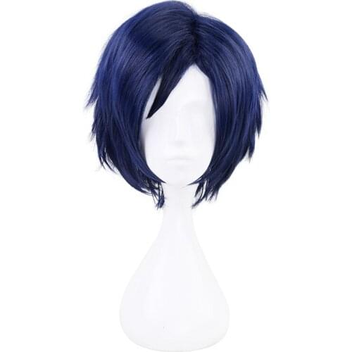 My Hero Academia Iida Tenya Wig Boku No Short Blue Cosplay Wig Heat Resistant Cosplay Costume Wig with Wig Cap