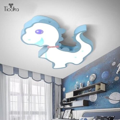 Kobuc 3 Light Dim Ceiling Light Creative Blue Dinosaur 36W LED Ceiling Lamp Decoration Lighting for Boys' Children Bedroom