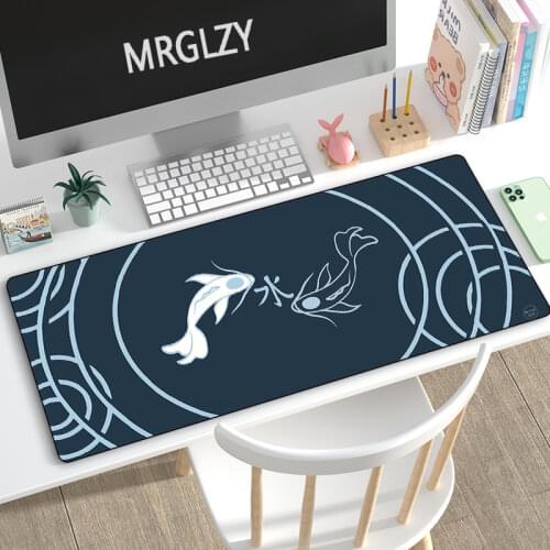 Drop Shipping Chinese Style Koi Mouse Pad Large Cute bule Mousepads Gaming Accessoroes Laptop Gamer Waterproof Keyboard DeskMat