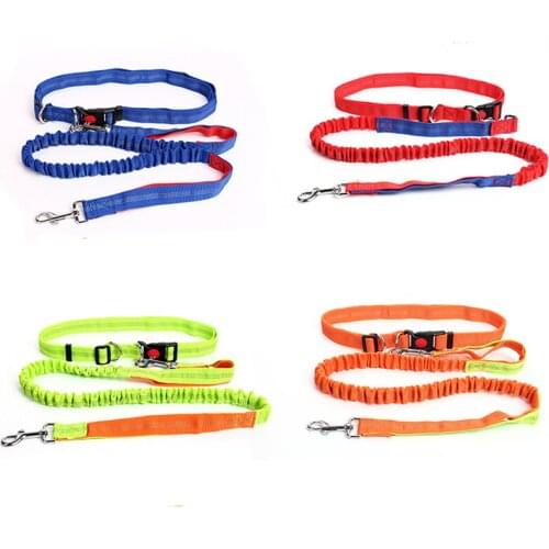 Adjustable Waist Belt Hand Free Dog Leash Nylon Elastic Retractable Dog Leads for Running Jogging Walking
