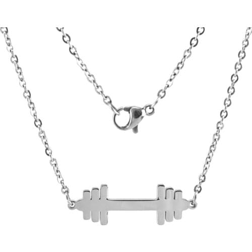 Risul Stainless steel Barbell Dumbbell necklace simple pendant Choker Rolo chain fashion Necklace Collar Bijoux Women Jewelry