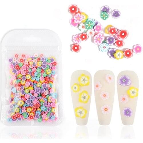 Spring Summer Daisy Flowers Polymer Clay Slices Nail Art Sequins For Manicure Gel Polish Nail Art Accessories Charms Nail Design