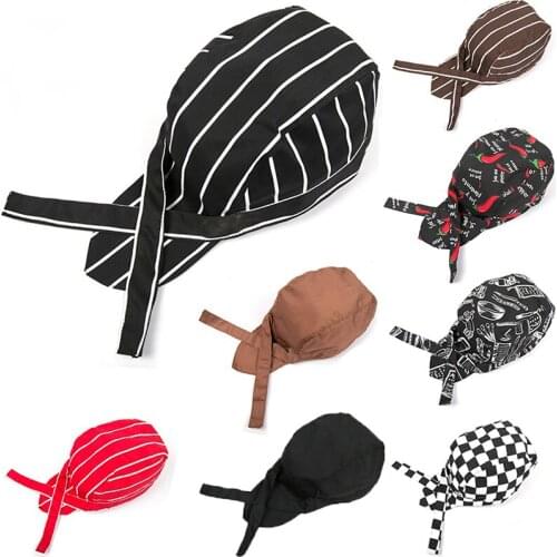 Diganmei fashion printing black restaurant kitchen chef waiter hat pirate cap turban caps fast food cap