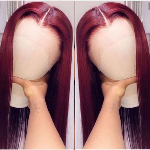 Synthetic Wigs Burgundy Red Wig for Women 24 Inches Straight 99J Color Dark Red Wine Wig Heat Resistant Fiber Hair