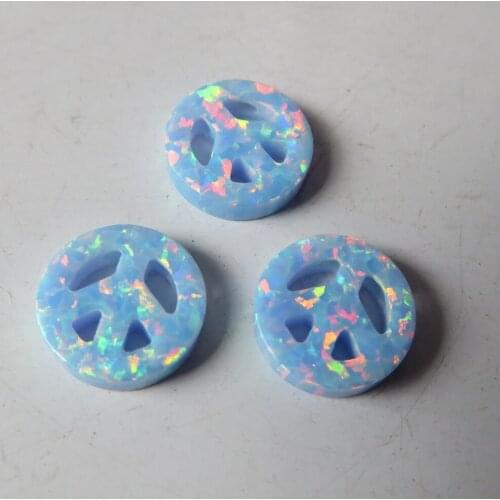 20pcs /lot 10mm Synthetic Peace Sign Opal Stone for sale Cornflower Blue Peace Sign Fire Opal for DIY Jewelry