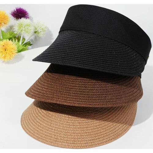 Wide Brim Straw Cap Women Portable Beach Sun Hat Roll-up Summer Casual Outdoor Sunscreen Visors Hat 2021 New