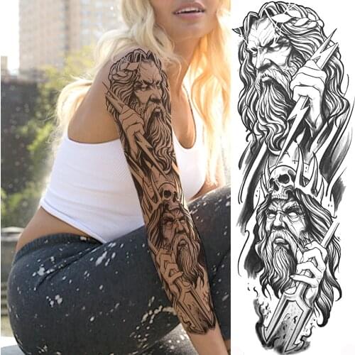 3D Big Warrior Soldier Temporary Tattoos For Men Women Body Art Full Arm Sleeve Tatoo Waterproof Fake Tattoo Stickers Realistic