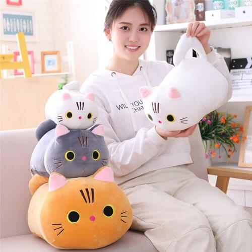 4 Styles Cute Cat Plush Toys Childrens Toy Sofa Pillow Cartoon Cat Stuffed Doll Baby Pillow Gift Kids Room Decor Girls Gift Hot