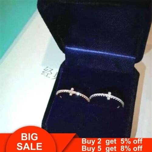Fashion Cross ring Real 925 Sterling silver Pave AAAAA cz Engagement Wedding Rings for women Bridal Statement Party Jewelry