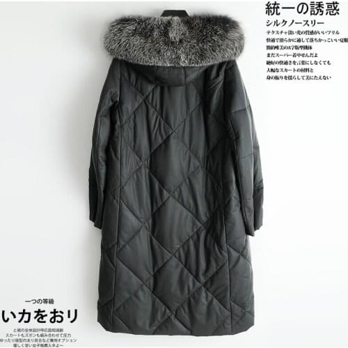 100% sheepskin coat female winter natural fox fur hooed real down leather jacket women genuine leather jackets hiver 2739