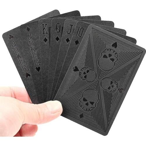 54sheets/set Creative Poker Black Poker Cards Sets Plastic PET Waterproof Playing Cards For Board Games Magic Party Gift