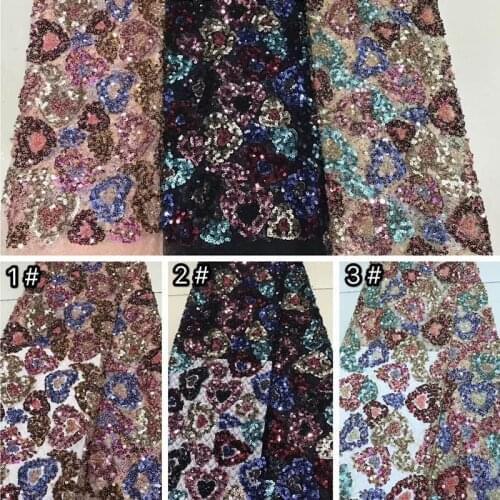 African lace fabric 2019 high quality lace 3d beads lace Voile sequin lace fabric embroidery party african lace fabric dentelle
