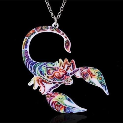 Acrylic coloured drawing Antelope necklace-Drop shipping