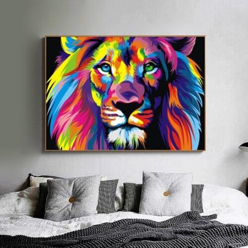 Watercolor Lion Pop Art Posters and Prints Abstract Animals Canvas Art Wall Paintings Cuadros Pictures for Living Room Decor