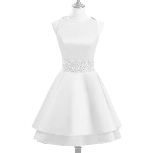 BGW 31014ht Satin A Line Round Neck Homecoming Dresses Sleeveless With Crystal Sashes 2020 New Girls Robes Frocks Free Shipping