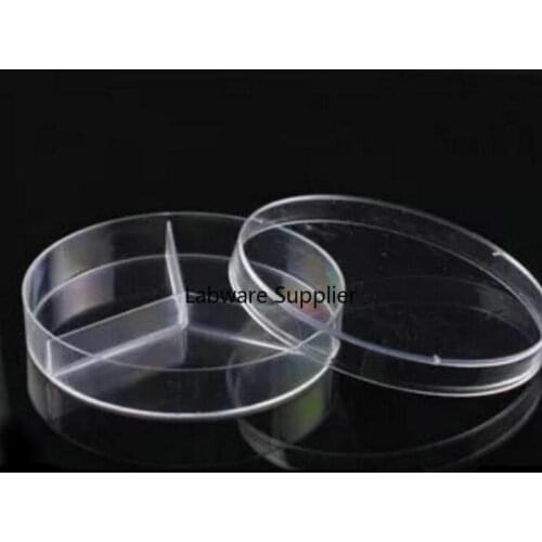Free shipping10pcs/lot Plastic petri dish with cover 90mm separated in three vents