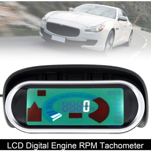 Black ABS 12V LCD Digital Display 50-9999RPM Tachometer Tacho Gauge Meter RPM Universal Durable Speedometer Fit for Car / Truck