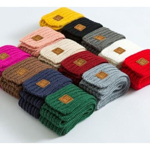 Children Winter Scarf Baby Warm Knitted Soild Scarves for Ladies Boys Girls Soft Kids Scarf Women Thick Warm Black Accessories