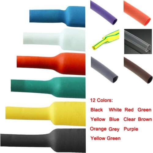 1 Meter 2:1 Heat Shrink Tube 12-Colors 0.6mm-12mm Diameter Car Electrical Wire Connector Wrap Wire Repair Tubing Cable Sleeve