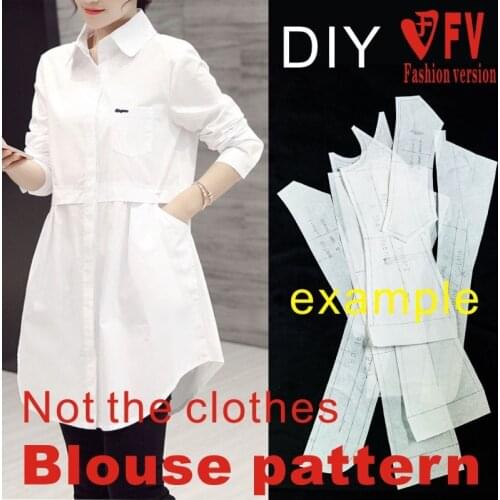Long Style Shirt Pattern Spring/Summer Casual Womens Top Sewing Drawing 1:1 Garment Pattern BCY-101