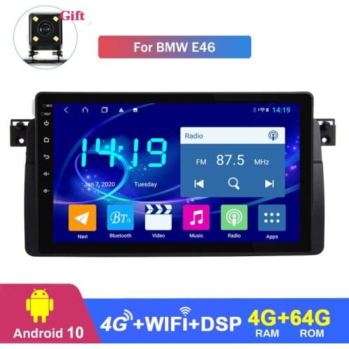 For bmw e46 Android 10 GPS Navigation System Stereo Audio Radio Video BT WIFI Built-in CarPlay and dsp 4G RAM 64G ROM 4G LTE