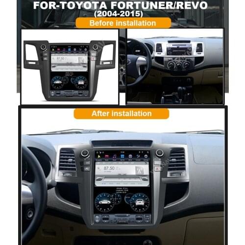 For-Toyota Fortuner Revo 2004-2015 android auto GPS navigator radio car multimedia player Tesla style 12.1 inch