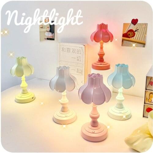European Lotus Usb Charging Night Light Nostalgic Mediterranean Bedroom Bedside Lamp Mini Contracted Led Desk Lamp Decoration
