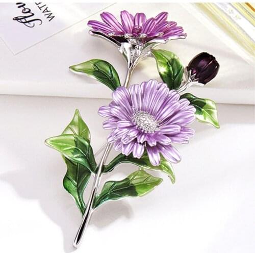 Purple Pink Daisy Bouquet Enamel Brooches Metal Flowers Weddings Banquet Brooch Pins For Women And Men