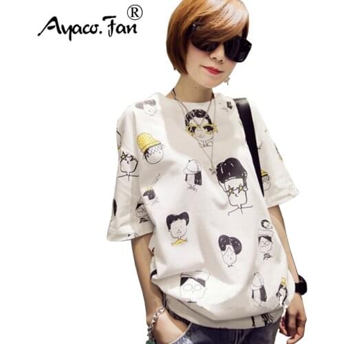 Cute Funny Cartoon Loose T-Shirts 2019 New Summer O-Neck Short Sleeve Women T-Shirt for Girls Students Casual Slim Lady Tops Tee