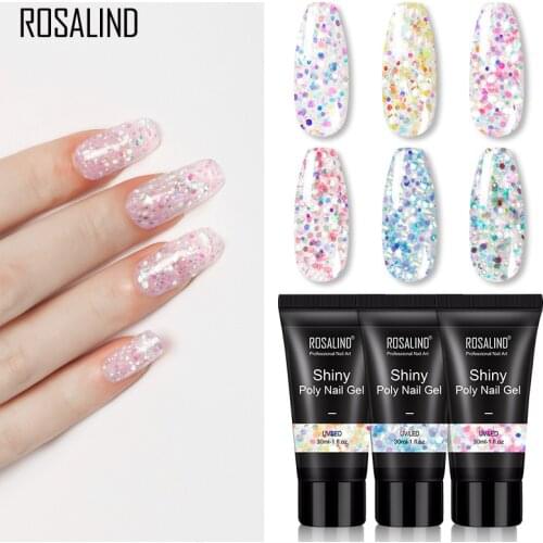 ROSALIND Shiny Poly Builder Gel Polish Nail Extension Nails Art Design Semi Permanent UV Gel All For Manicure Glitter Polish