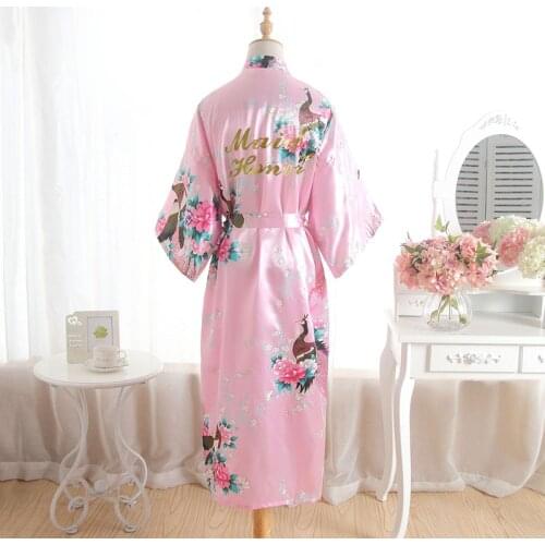 BZEL 2019 Silk Satin Wedding Bride Robe Maid Of The Honor Robes Floral Bathrobe Kimono Robes Sexy Night Bath Robes Dressing Gown