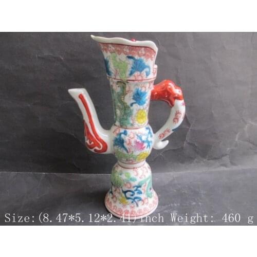 Beautiful Ancient Chinese colorful ceramic dragon flowers teapot / wine pot