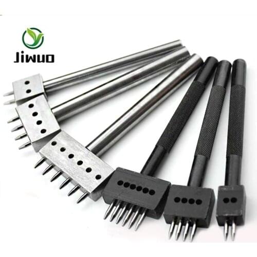 Jiwuo 1pcs Round Stitching Hole punch 2 4 6 Prong Hole Puncher Spacing Hole Round Row Hole Cutter DIY Leather Craft Punch Tool