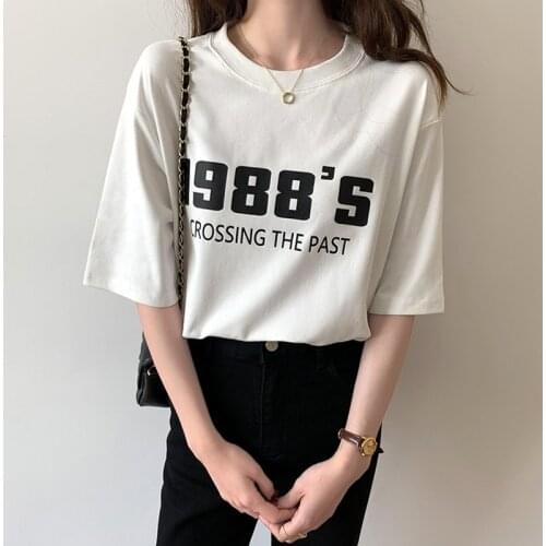 Summer Fashion T-shirt Female Letter Printing Short-sleeve T Shirt Korean Oversized T-shirt Blusas
