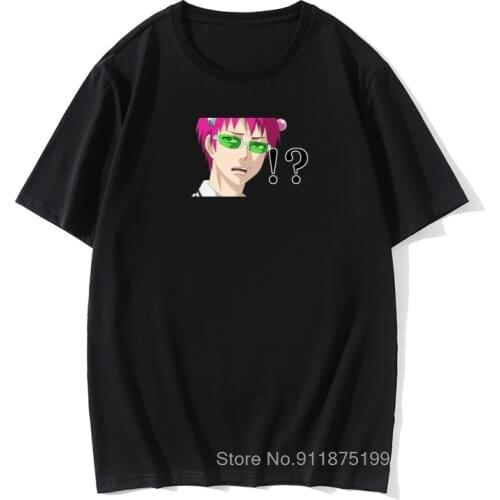 Saikis Confused Face The Disastrous Life Of Saiki K T-Shirt Men Cotton T Shirt Anime Tops Kusuo Manga Kaidou Short Sleeve Tees