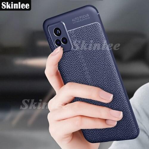Skinlee For VIVO V21E Case Silicone Litchi Pattern PU Leather Soft Shockproof Phone Cover For vivo V21 Case