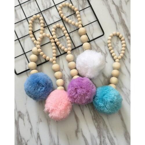 C New Tent hanging Hairball Wooden Bead Tassel Wall Hanging Decoration Kids Room Decorative Children Bedroom Photography props