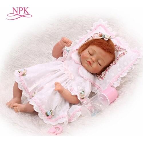 NPK 2018 New Silicone Reborn Baby Dolls In Pink About 18Inch Lovely Doll Reborn For Baby Gift Bonecas Bebes Reborn Brinquedos