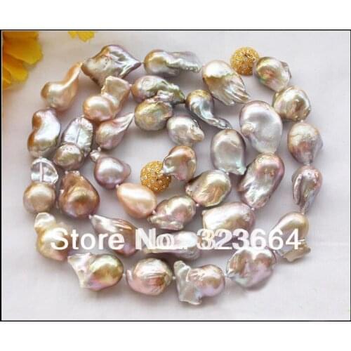 Huge 34" 26mm lavender baroque KESHI REBORN PEARL NECKLACE
