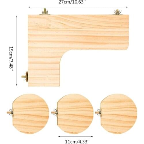 P15D Natural Wood Stand Platform for Hamster Chinchilla Gerbil Bird Parrot L Shape and Round Shape with Washers