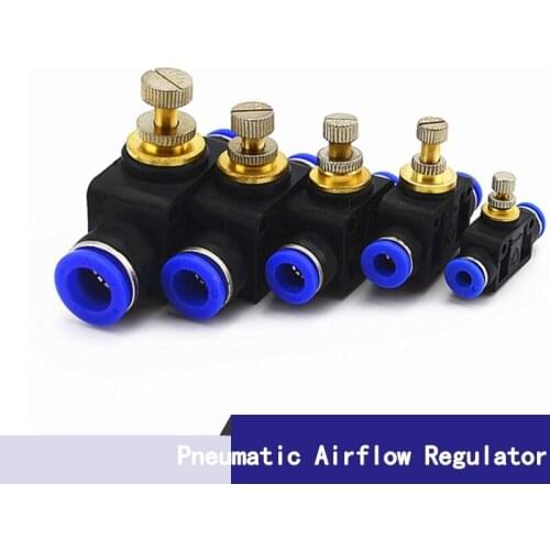 Pneumatic Airflow Regulator 4mm 6mm 8mm 10mm 12mm OD Hose Tube Gas Flow Adjust Valve Connector Fitting Air Speed Controller