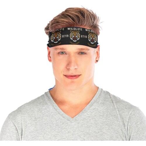 Tiger Print Tennis Headband For Men Fashion Cool Skull Sports Sweat Headband Outdoor Cycling Running Workout Anti-Slip Hair Band