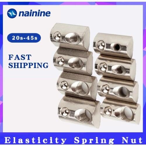 Spring Nut [2020 3030 4040 4545] Aluminum Extrusion Profile CNC M4 M5 M6 M8 Half Round Elasticity Ball Nuts B074